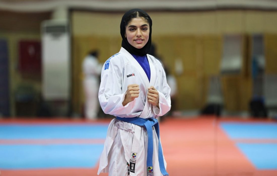 صعود مقتدرانه دختر کاراته‌کا ایران به فینال مسابقات جهانی